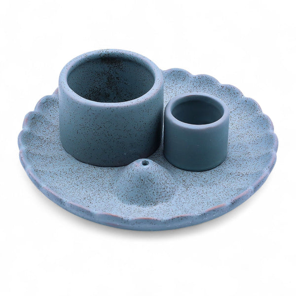 Porte Palo Santo en céramique – Fleur de lotus bleue