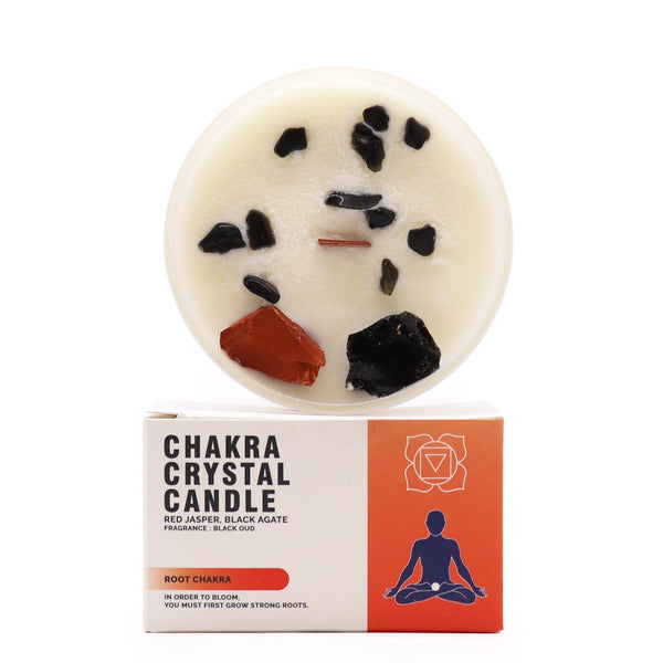 Bougie aux cristaux – Chakra racine