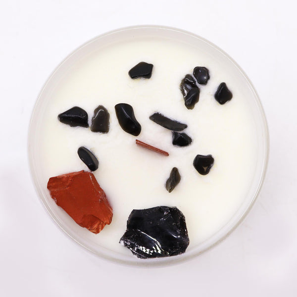 Bougie aux cristaux – Chakra racine
