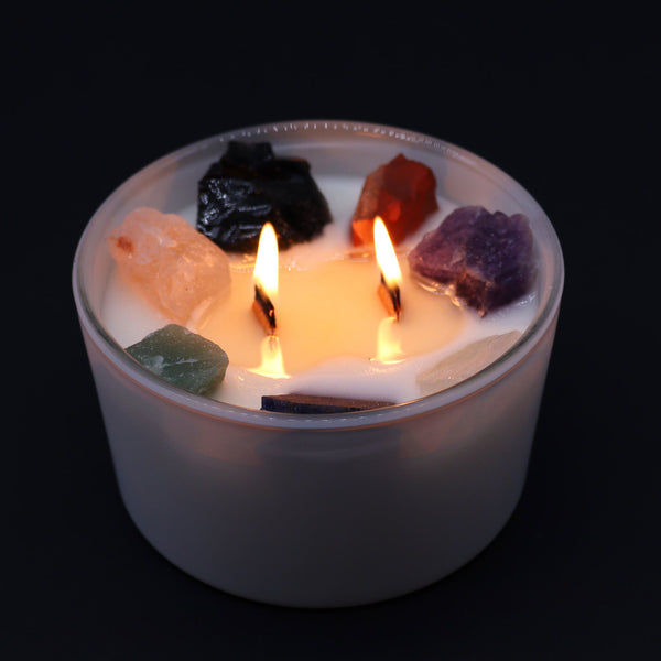 Grande bougie aux cristaux – 7 Chakras