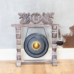 Gong artisanal 25 cm avec support et mailloche – noir