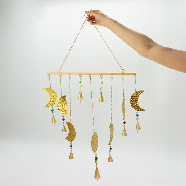 Indian Chimes - Brass Moon Phases Chimes - 43x40cm