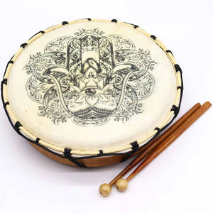 Tambour chamanique Hamsa avec deux mailloches – 30 cm