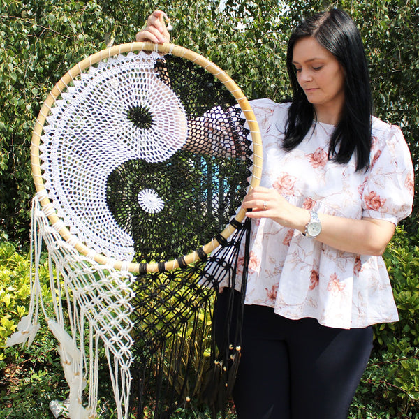 Attrape-rêves de Bali extra-large Yin Yang – 50 cm