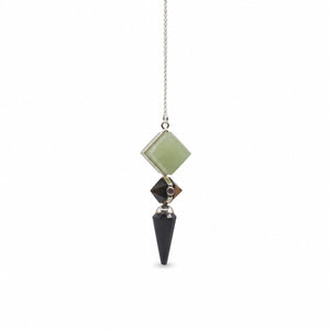 Pendule trois pierres – Agate noire, aventurine verte et œil-de-tigre