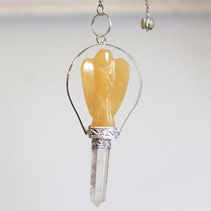 Pendule ange avec anneau – Quartz jaune
