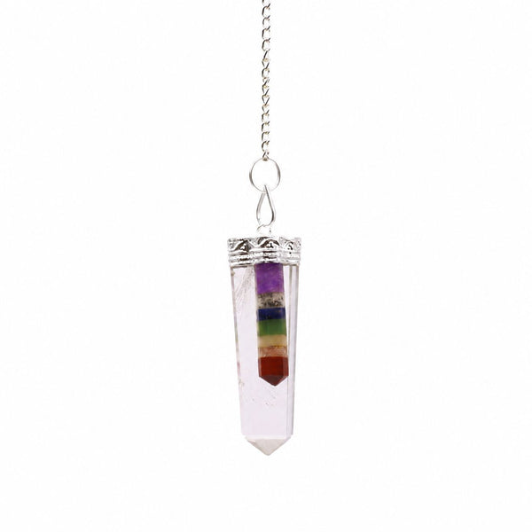 Pendule pointe en cristal – 7 chakras