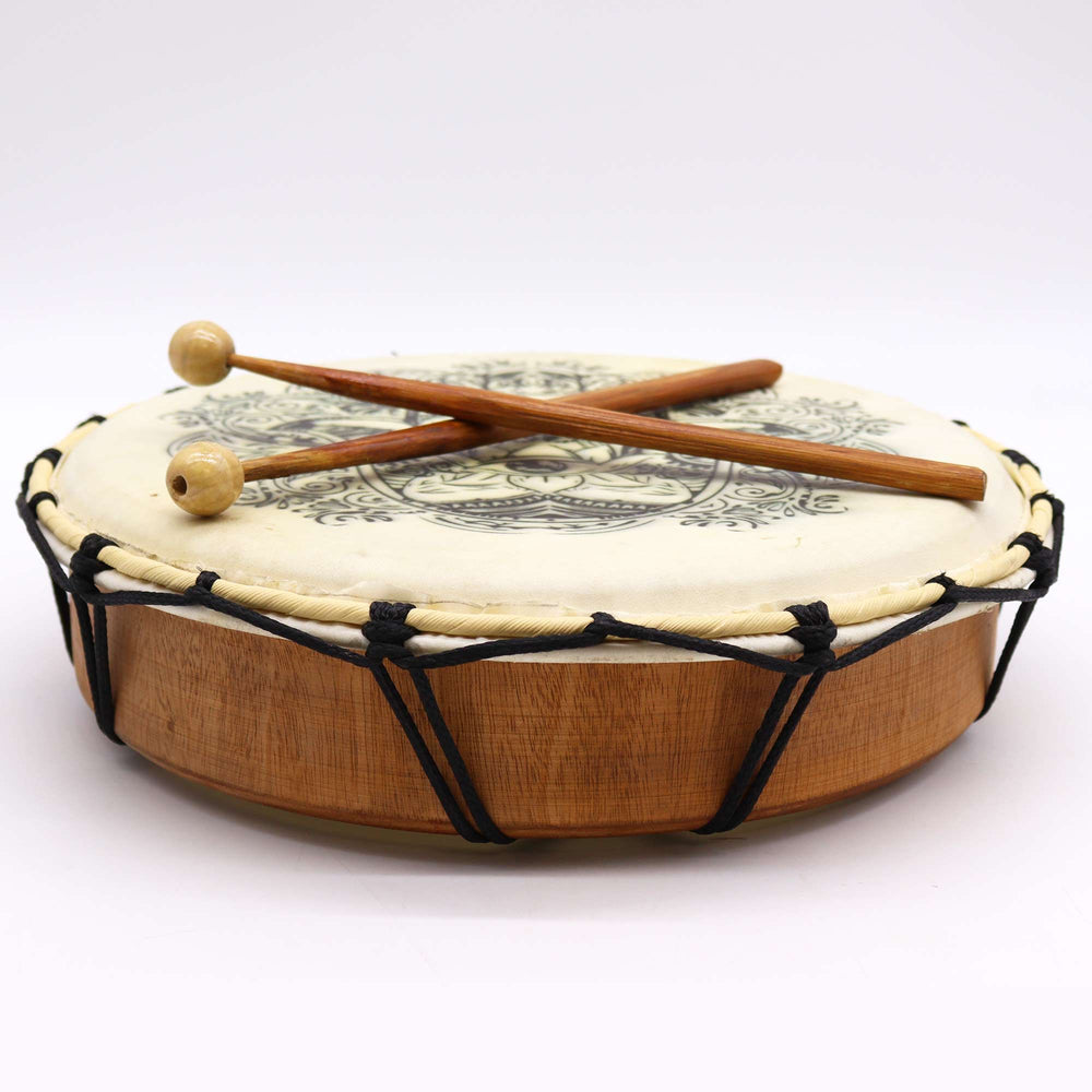 Tambour chamanique Hamsa avec deux mailloches – 30 cm – photo principale