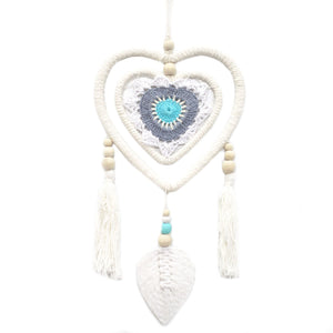 Attrape-rêves double cœur bleu – Taille moyenne