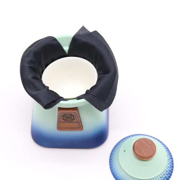 Service à thé Temple avec 3 tasses – Bleu céleste