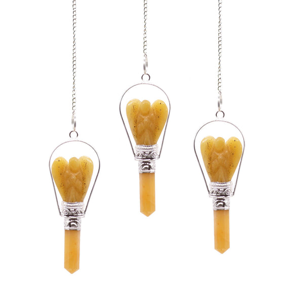 Pendule ange avec anneau – Quartz jaune