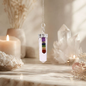 Pendule pointe en cristal – 7 chakras