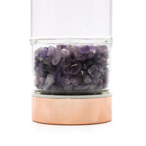 Bouteille infuseur en verre et cristal – Améthyste