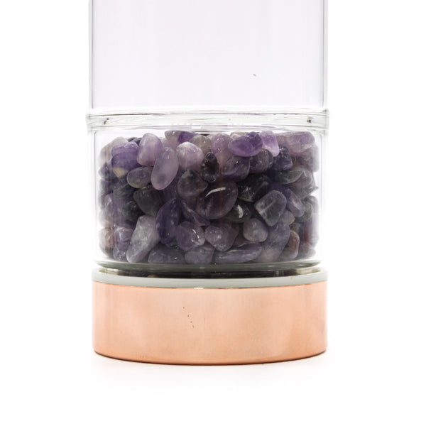 Bouteille infuseur en verre et cristal – Améthyste
