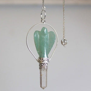 Pendule ange avec anneau – Aventurine verte