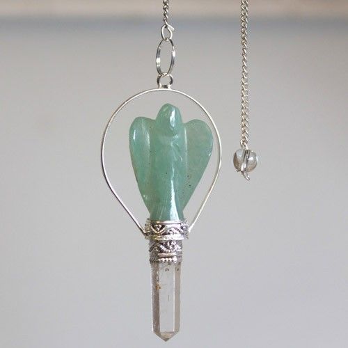 Pendule ange avec anneau – Aventurine verte