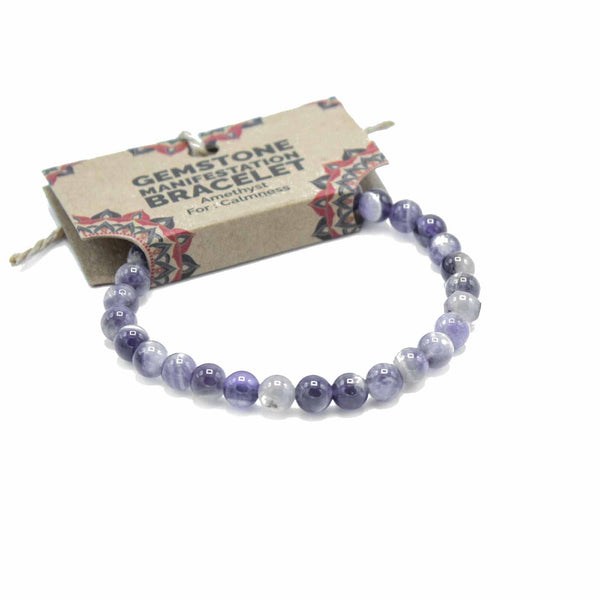 Bracelet d’intention en pierres naturelles – Améthyste – Calme et intuition