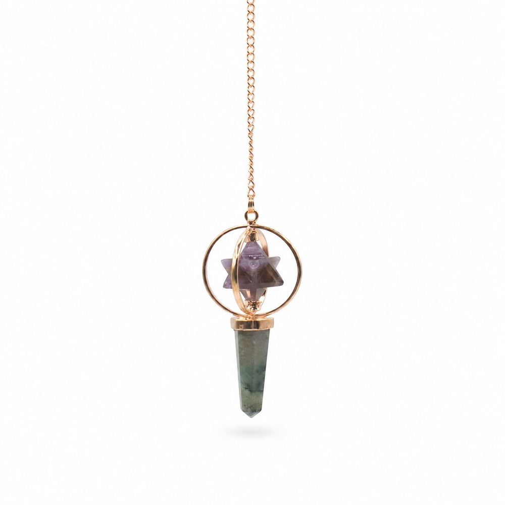 Pendule Merkaba Navigateur cosmique – Améthyste et labradorite – photo principale