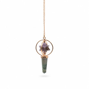 Pendule Merkaba Navigateur cosmique – Améthyste et labradorite