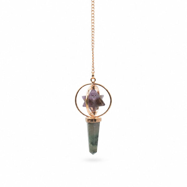 Pendule Merkaba Navigateur cosmique – Améthyste et labradorite