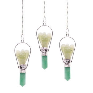 Pendule ange avec anneau – Aventurine verte