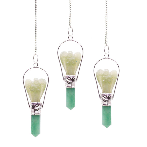 Pendule ange avec anneau – Aventurine verte