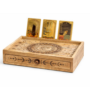 Coffret Soleil et Lune en bois de manguier avec tiroir