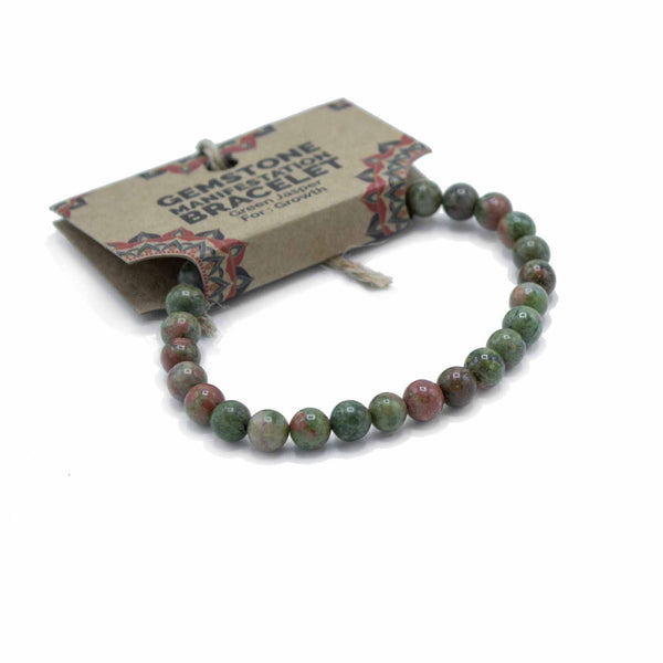 Bracelet d’intention en pierres naturelles – Jaspe vert – Croissance et stabilité