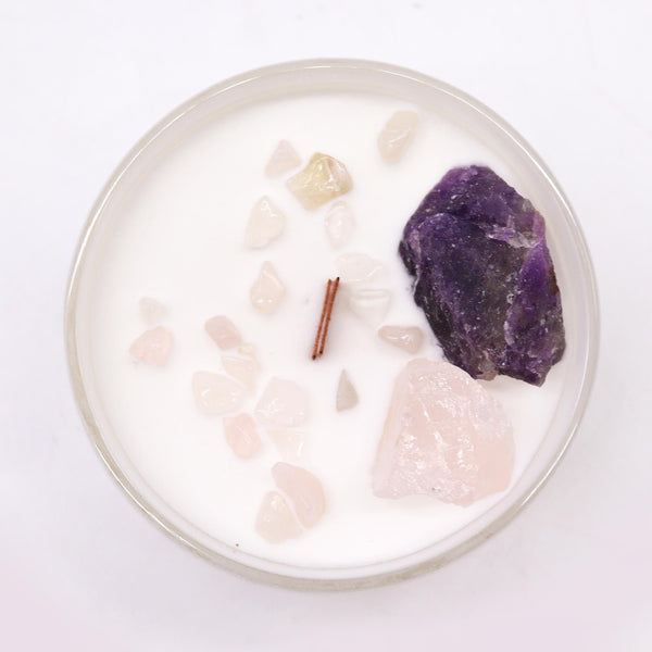 Bougie aux cristaux – Chakra du troisième œil