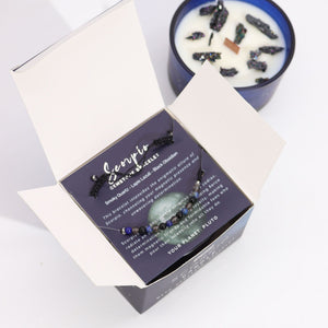 Bougie astrologique Scorpion avec bracelet en pierres