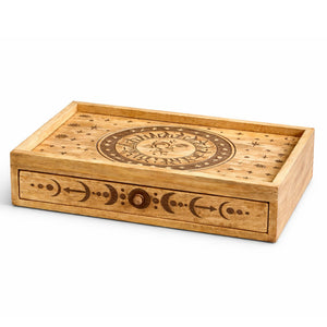 Coffret Soleil et Lune en bois de manguier avec tiroir