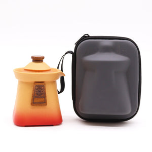 Service à thé Temple avec 3 tasses – Orange terre