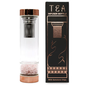 Bouteille infuseur en verre et cristal – Quartz rose