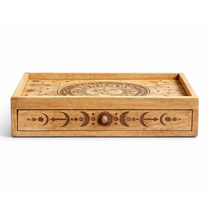 Coffret Soleil et Lune en bois de manguier avec tiroir