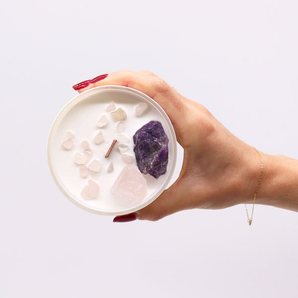 Bougie aux cristaux – Chakra du troisième œil