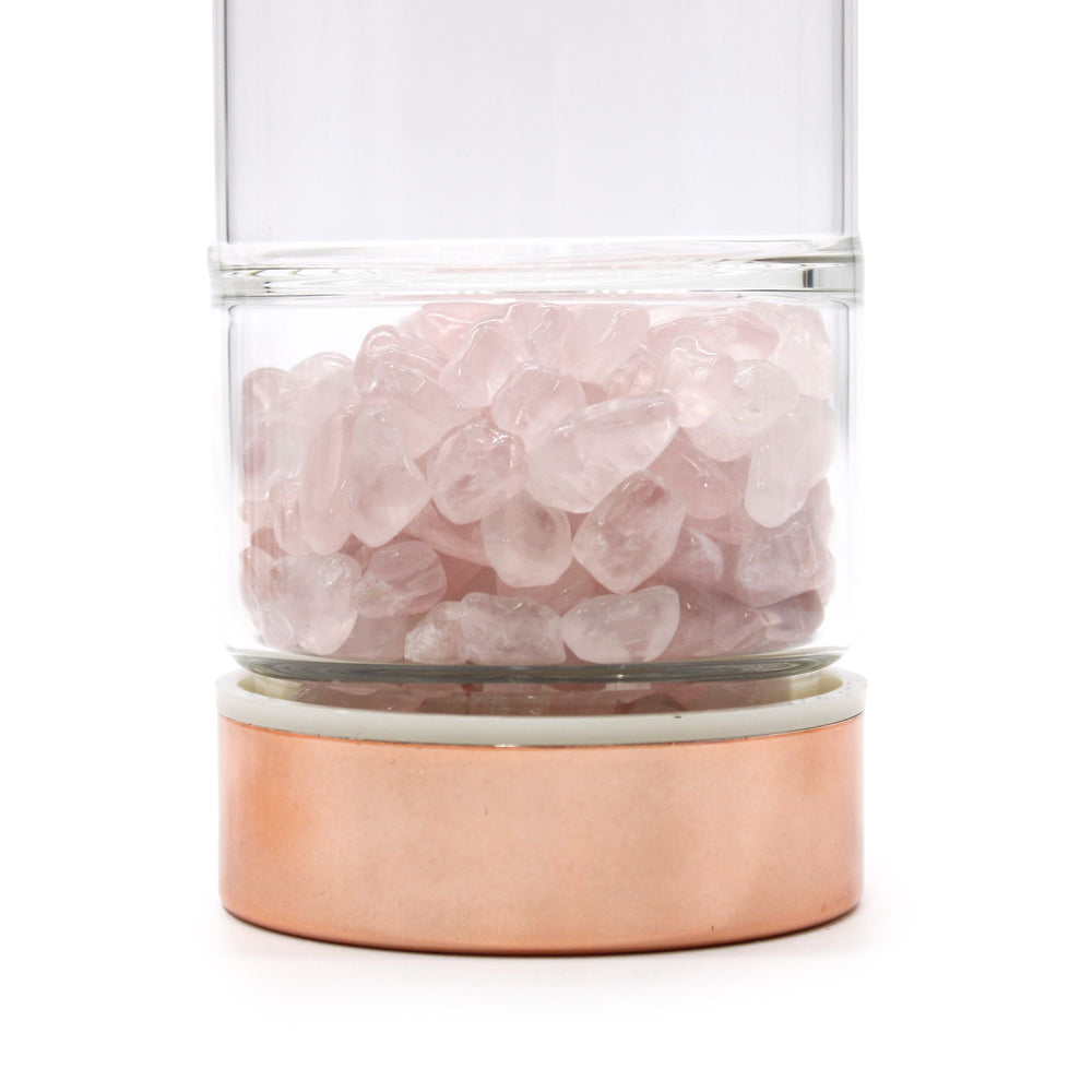 Bouteille infuseur en verre et cristal – Quartz rose – vue 6