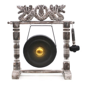 Gong artisanal 25 cm avec support et mailloche – noir