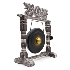 Gong artisanal 25 cm avec support et mailloche – noir