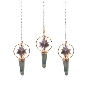 Pendule Merkaba Navigateur cosmique – Améthyste et labradorite