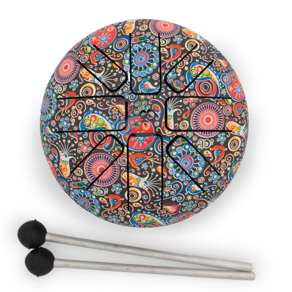 Petit tongue drum multicolore – 13 × 9 cm