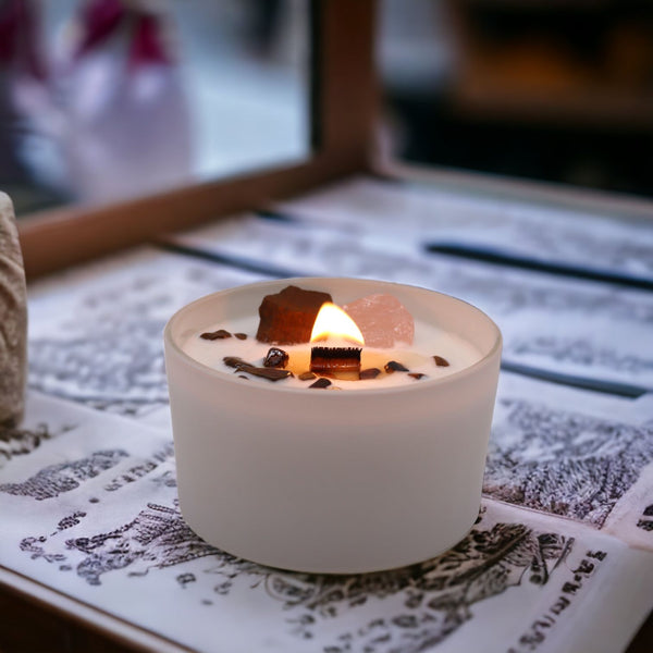 Bougie aux cristaux – Chakra sacré