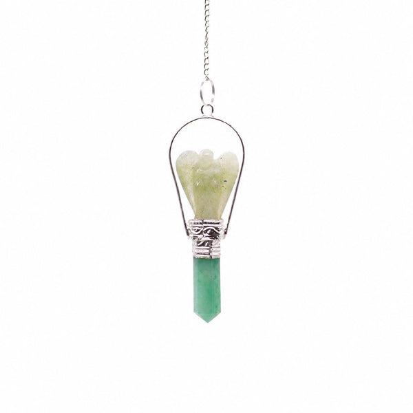 Pendule ange avec anneau – Aventurine verte