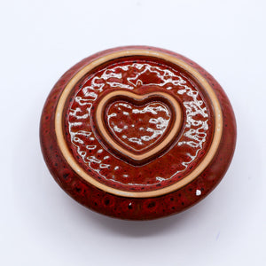 Porte Palo Santo en céramique – Mandala rouge et cœur