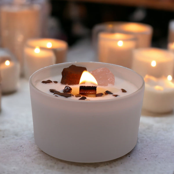 Bougie aux cristaux – Chakra sacré