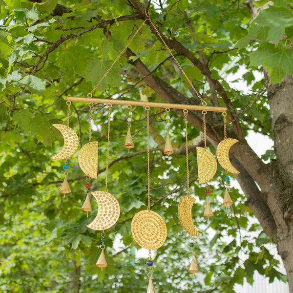 Indian Chimes - Brass Moon Phases Chimes - 43x40cm