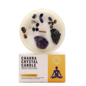 Bougie aux cristaux – Chakra du plexus solaire