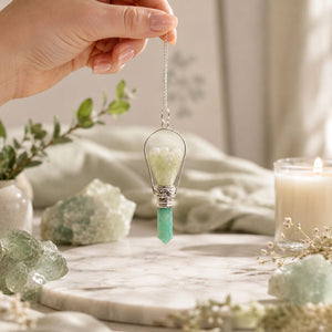 Pendule ange avec anneau – Aventurine verte