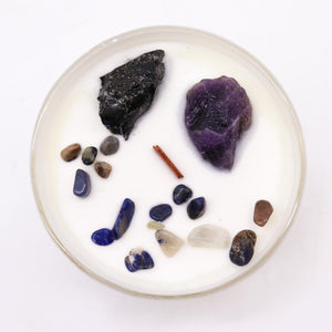 Bougie aux cristaux – Chakra du plexus solaire