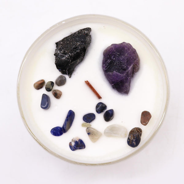 Bougie aux cristaux – Chakra du plexus solaire