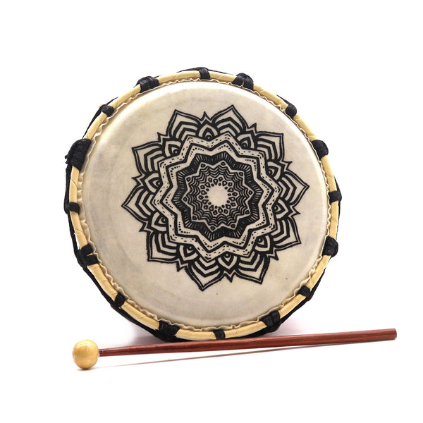 Tambour chamanique Mandala avec mailloches – 20 cm
